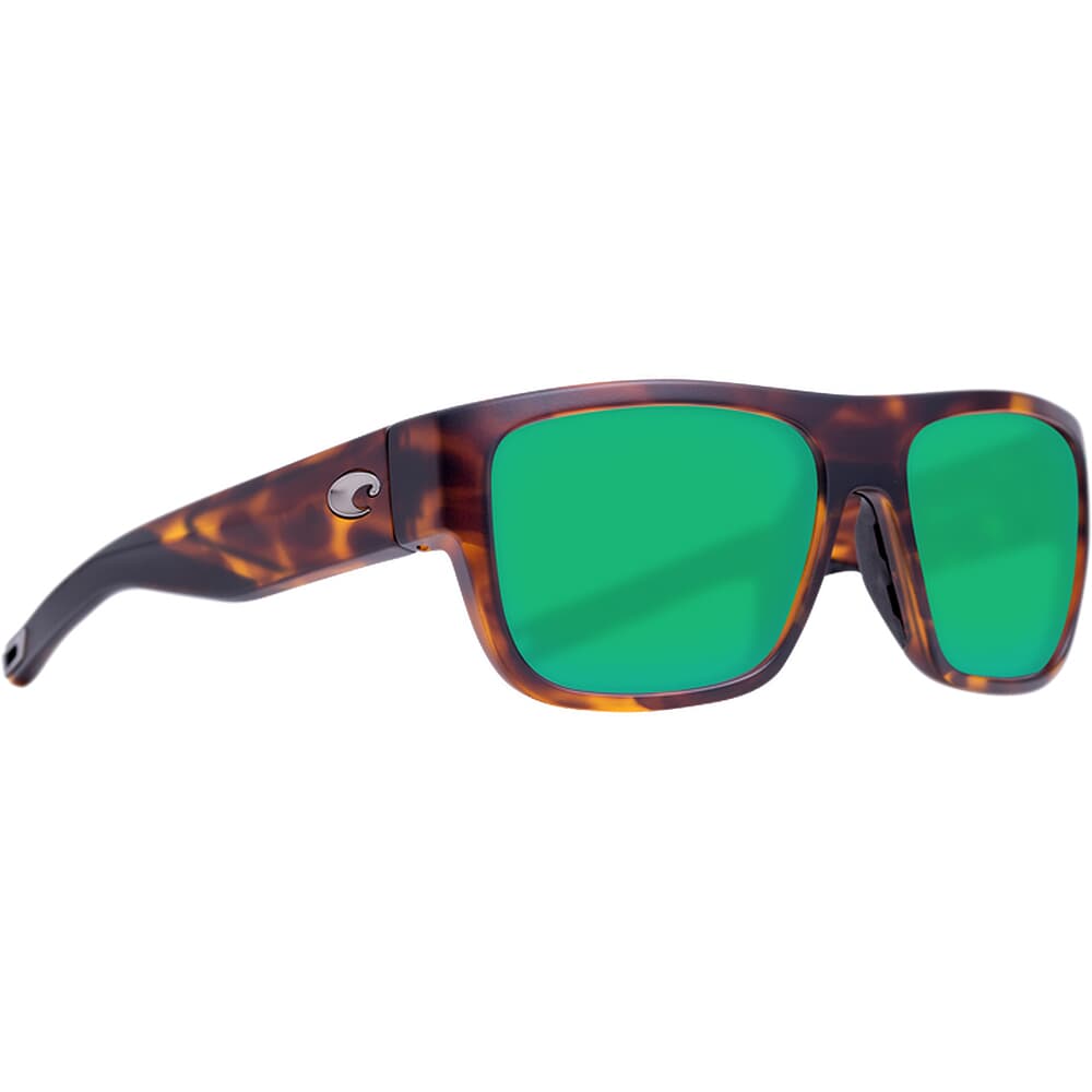 Costa Sampan Matte Tortoise Frame Sunglasses w/ Green Mirror 580G Lenses MH1-191-OGMGLP