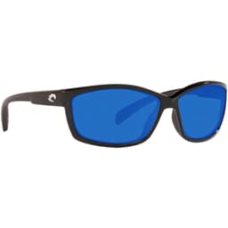 Costa Manta Shiny Black Frame Sunglasses w/ Blue Mirror 580P Lenses MT-11-OBMP