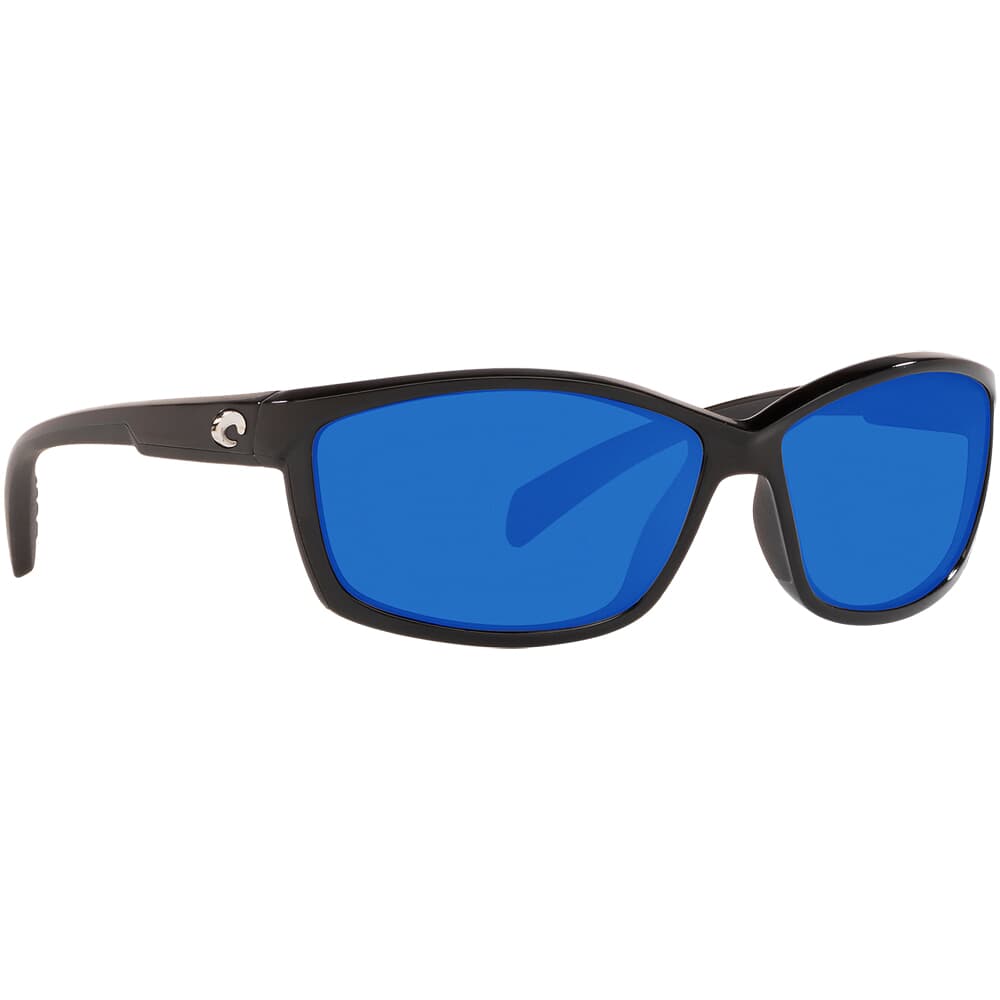 Costa Manta Shiny Black Frame Sunglasses w/ Blue Mirror 580P Lenses MT-11-OBMP