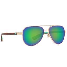 Costa Peli Brushed Gold Sunglasses w/ Green Mirror 580P Lenses PEL-287-OGMP