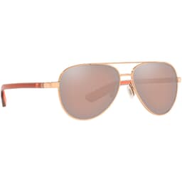 Costa Peli Shiny Rose Gold Sunglasses w/ Copper Silver Mirror 580G Lenses PEL-290-OSCGLP