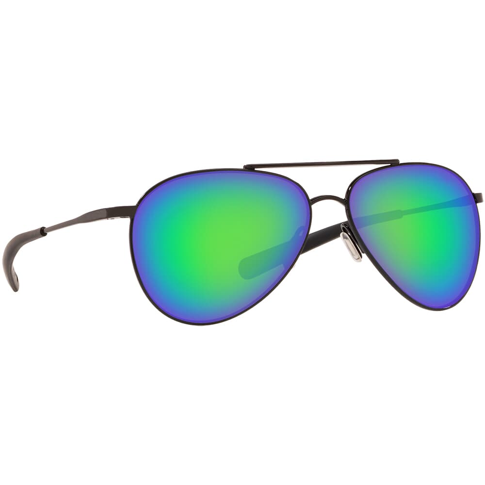 Costa Piper Shiny Black Frame Sunglasses w/ Green Mirror 580P Lenses PIP-101-OGMP