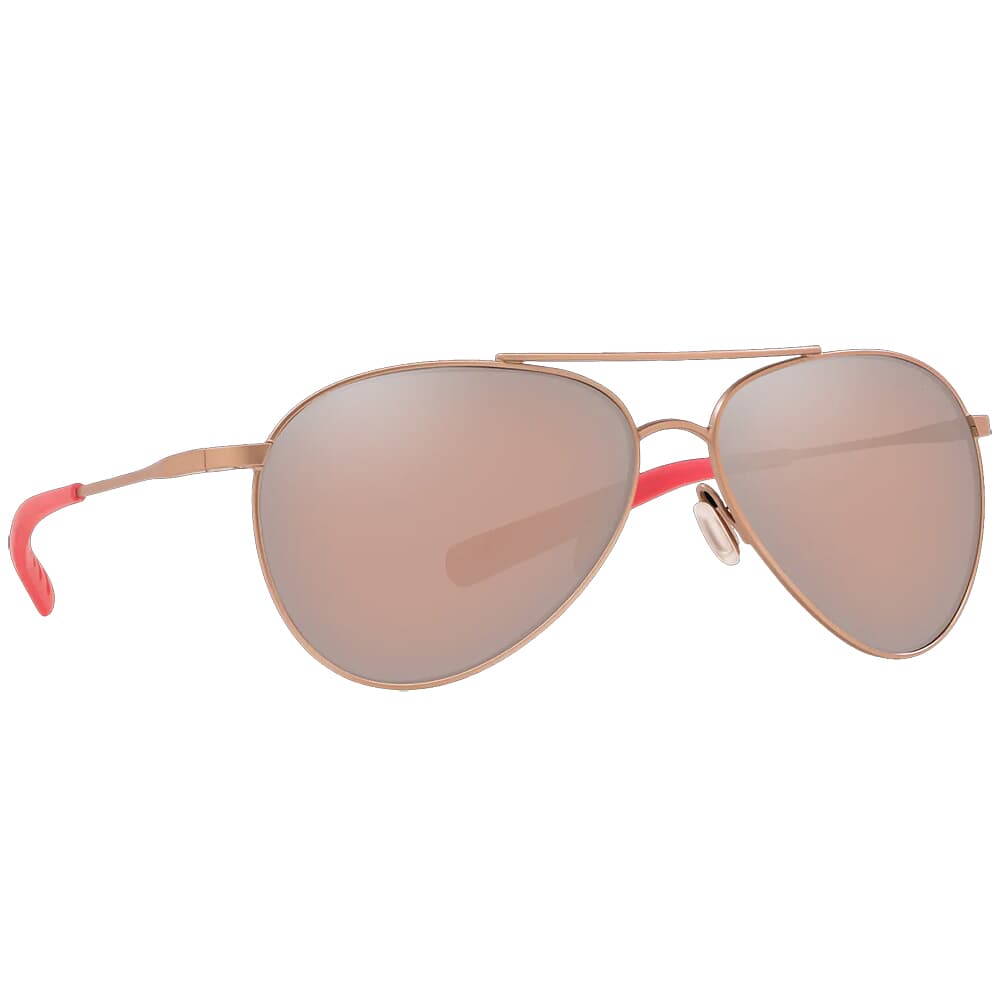Costa Piper Satin Rose Frame Sunglasses w/ Copper Silver Mirror 580P Lenses PIP-184-OSCP