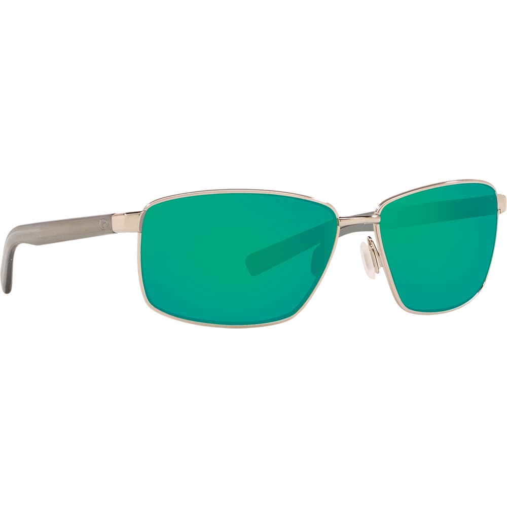 Costa Ponce Shiny Silver Frame Sunglasses w/ Green Mirror 580G Lenses PNC-18-OGMGLP