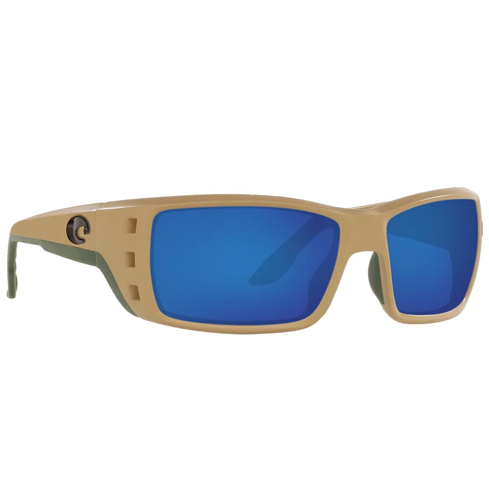 Costa Permit Sand Frame Sunglasses w/ Blue Mirror 580G Lenses PT-248-OBMGLP