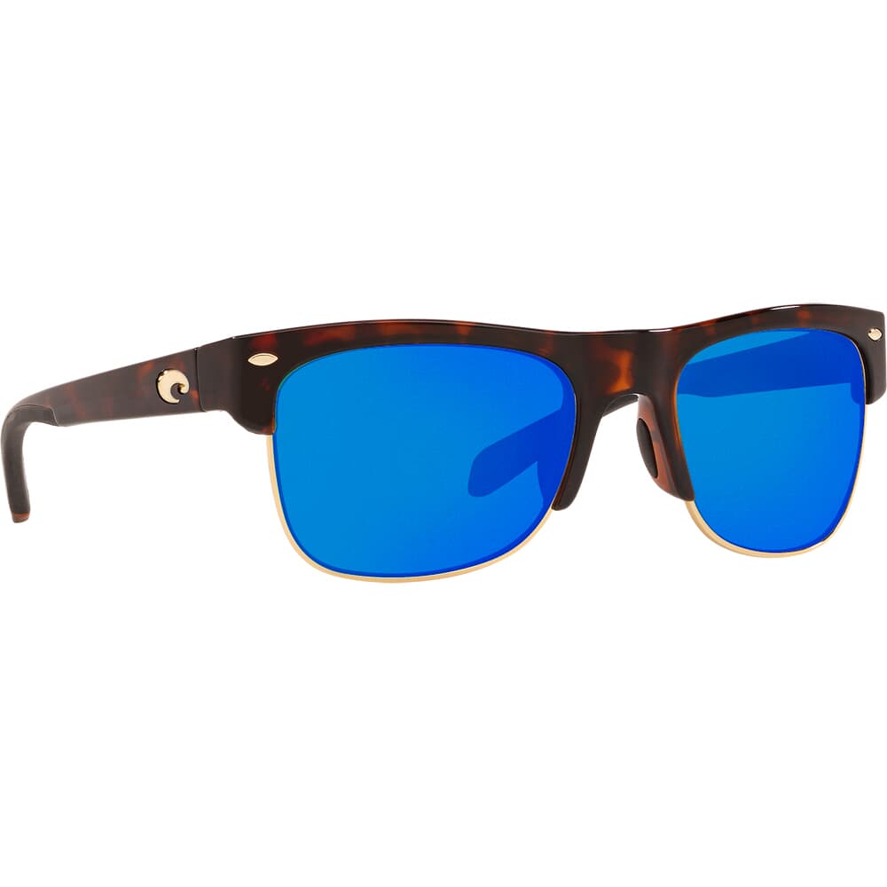 Costa Pawley's Shiny Retro Tortoise Frame Sunglasses w/ Blue Mirror 580G Lenses PW-66-OBMGLP