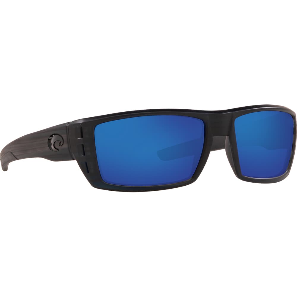 Costa Rafael Black Teak Frame Sunglasses w/ Blue Mirror 580P Lenses RFL-111-OBMP