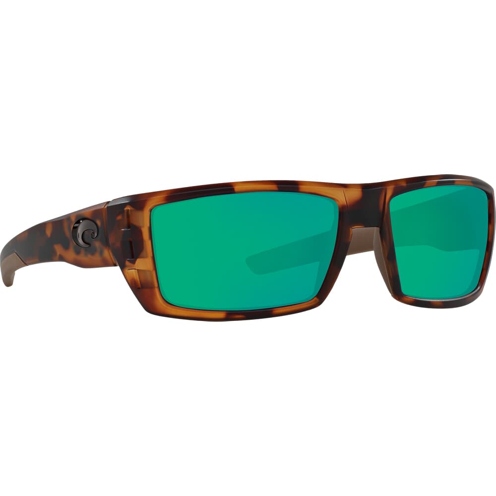 Costa Rafael Matte Retro Tortoise Frame Sunglasses w/ Green Mirror 580G Lenses RFL-66-OGMGLP