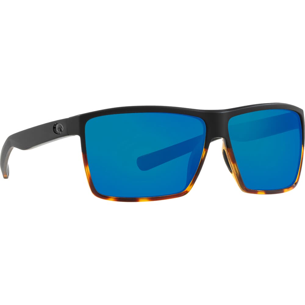 Costa Rincon Matte Black/Shiny Tortoise Frame Sunglasses w/ Blue Mirror 580P Lenses RIN-181-OBMP
