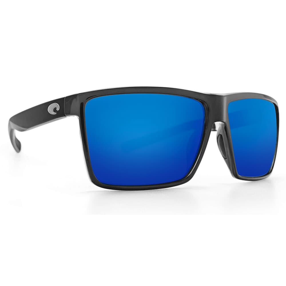 Costa Rincon Shiny Black Frame Sunglasses w/ Green Mirror 580P Lenses RIN-11-OGMP