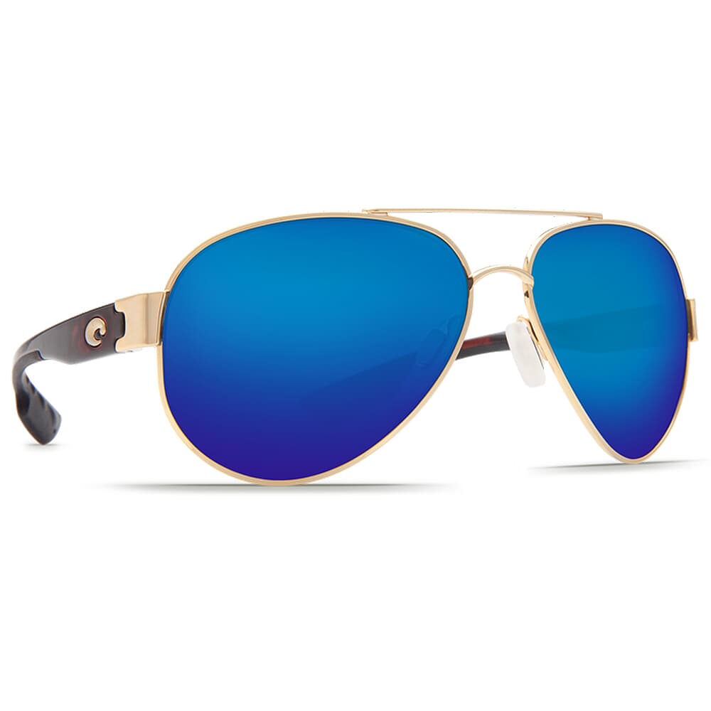 Costa South Point Rose Gold w/Light Tortoise Temples Frame Sunglasses w/ Blue Mirror 580P Lenses SO-84-OBMP