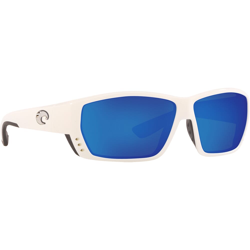 Costa Tuna Alley White Frame Sunglasses w/ Blue Mirror 580G Lenses TA-25-OBMGLP
