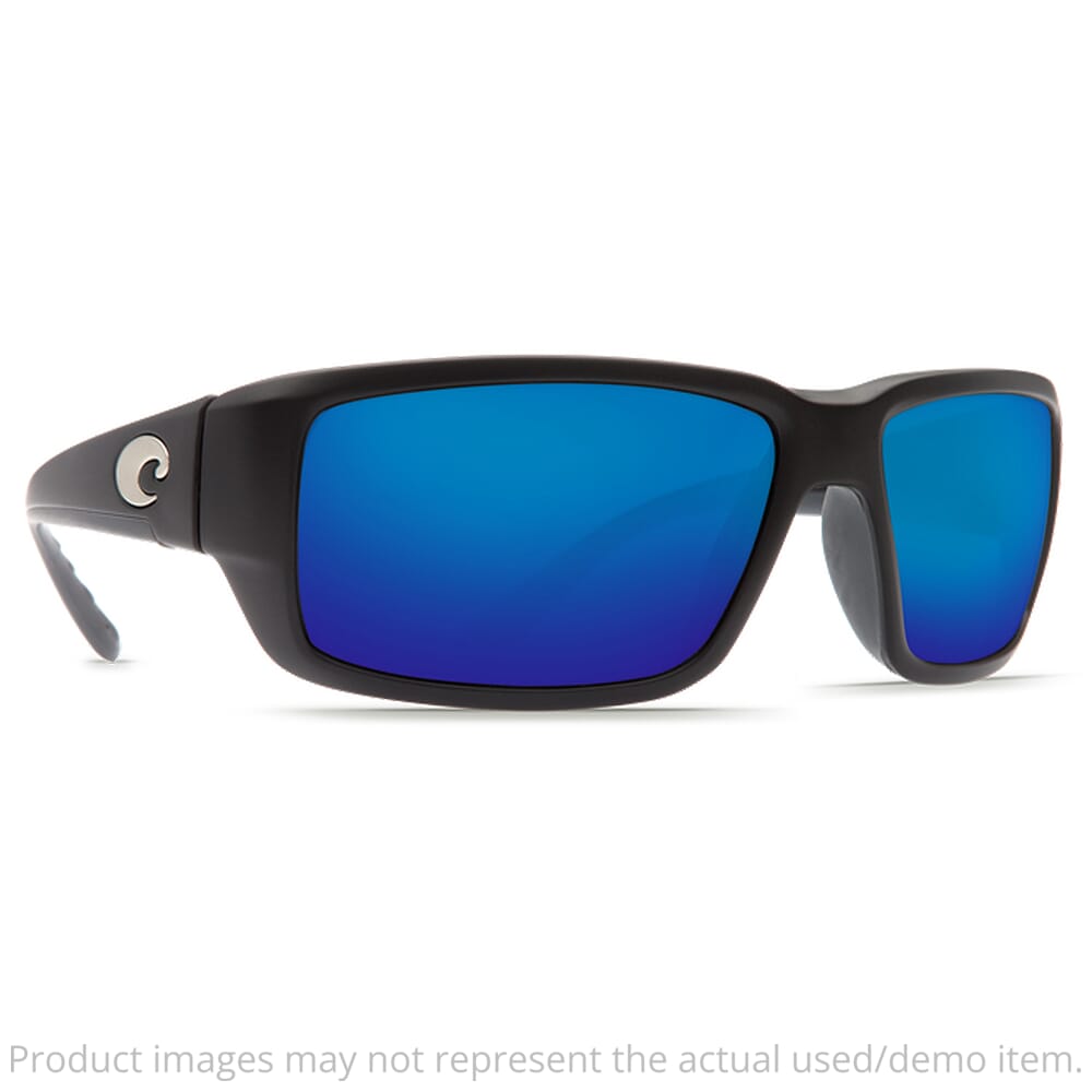 Costa USED Fantail Matte Black Frame Sunglasses w/Blue Mirror 580P Lenses 06S9006-90061659 UA5382