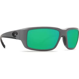Costa Fantail Matte Gray Frame Sunglasses w/ Green Mirror 580P Lenses TF-98-OGMP