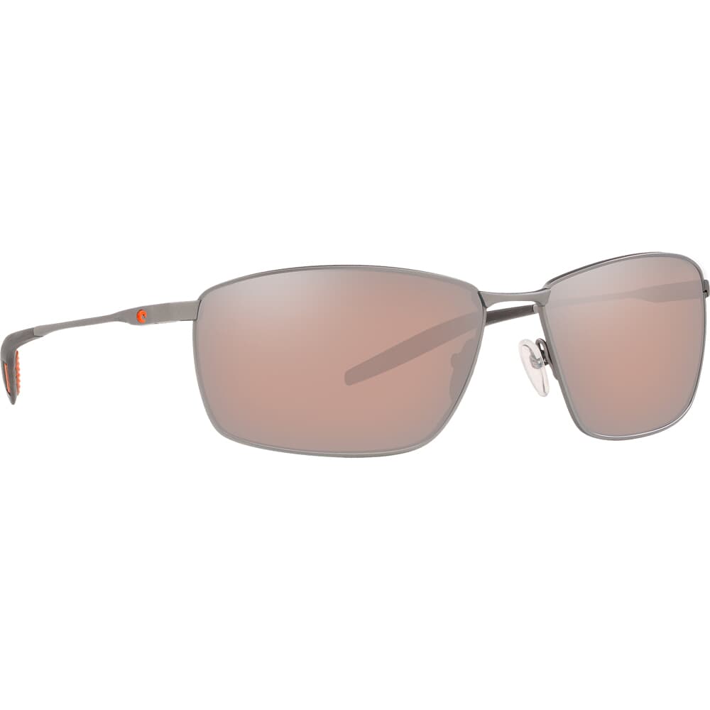 Costa Turret Matte Silver + Translucent Grey/Orange Sunglasses w/ Copper Silver Mirror 580P Lenses TRT-228-OSCP