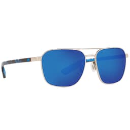 Costa Wader Brushed Silver Sunglasses w/ Blue Mirror 580G Lenses WDR-293-OBMGLP