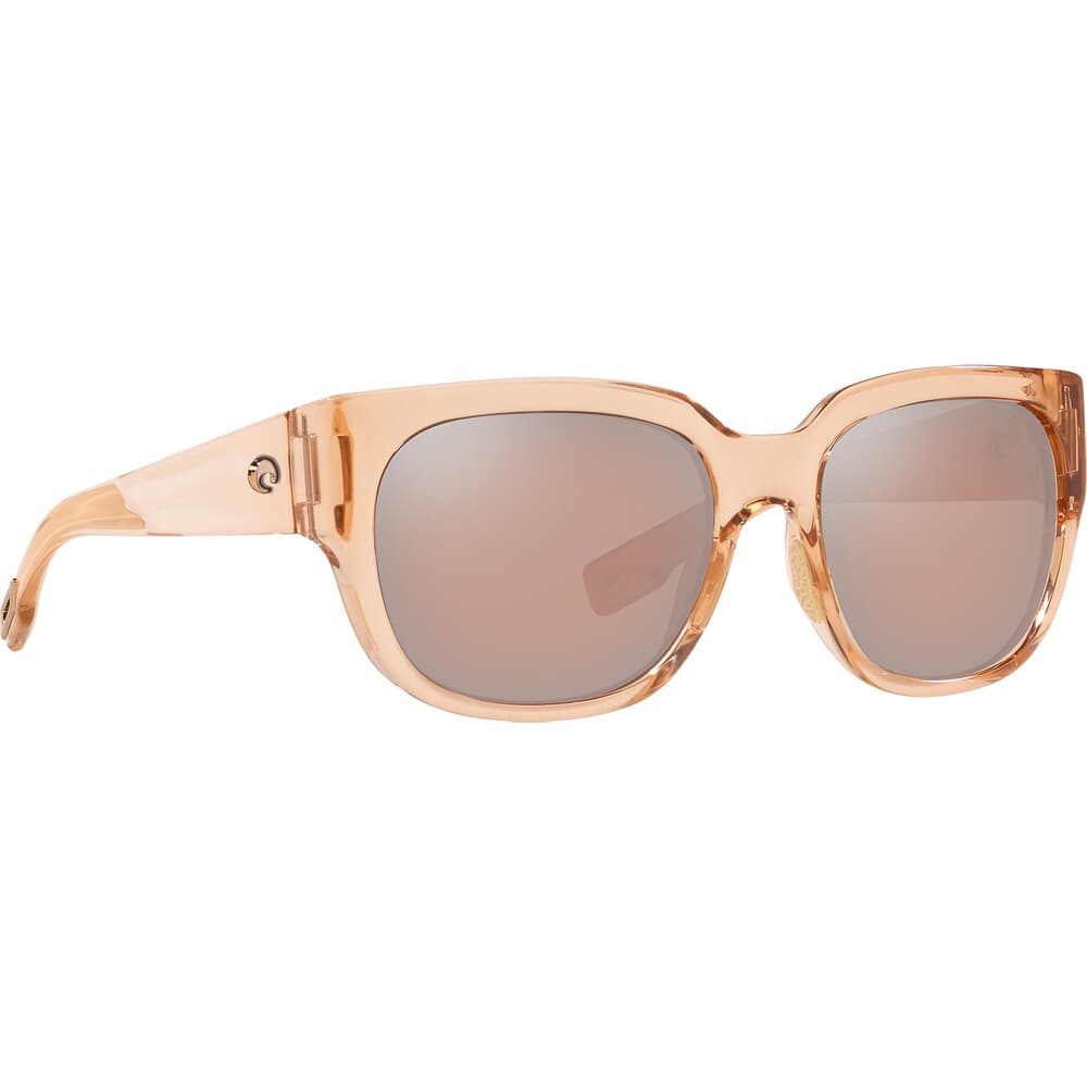Costa Waterwoman Shiny Blonde Crystal Frame Sunglasses w/ Copper Silver Mirror 580P Lenses WTW-252-OSCP