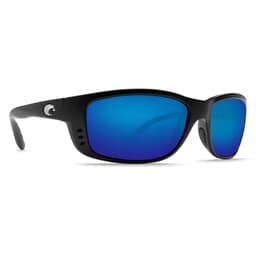 Costa Zane Matte Black Frame Sunglasses w/ Blue Mirror 580P Lenses ZN-11-OBMP
