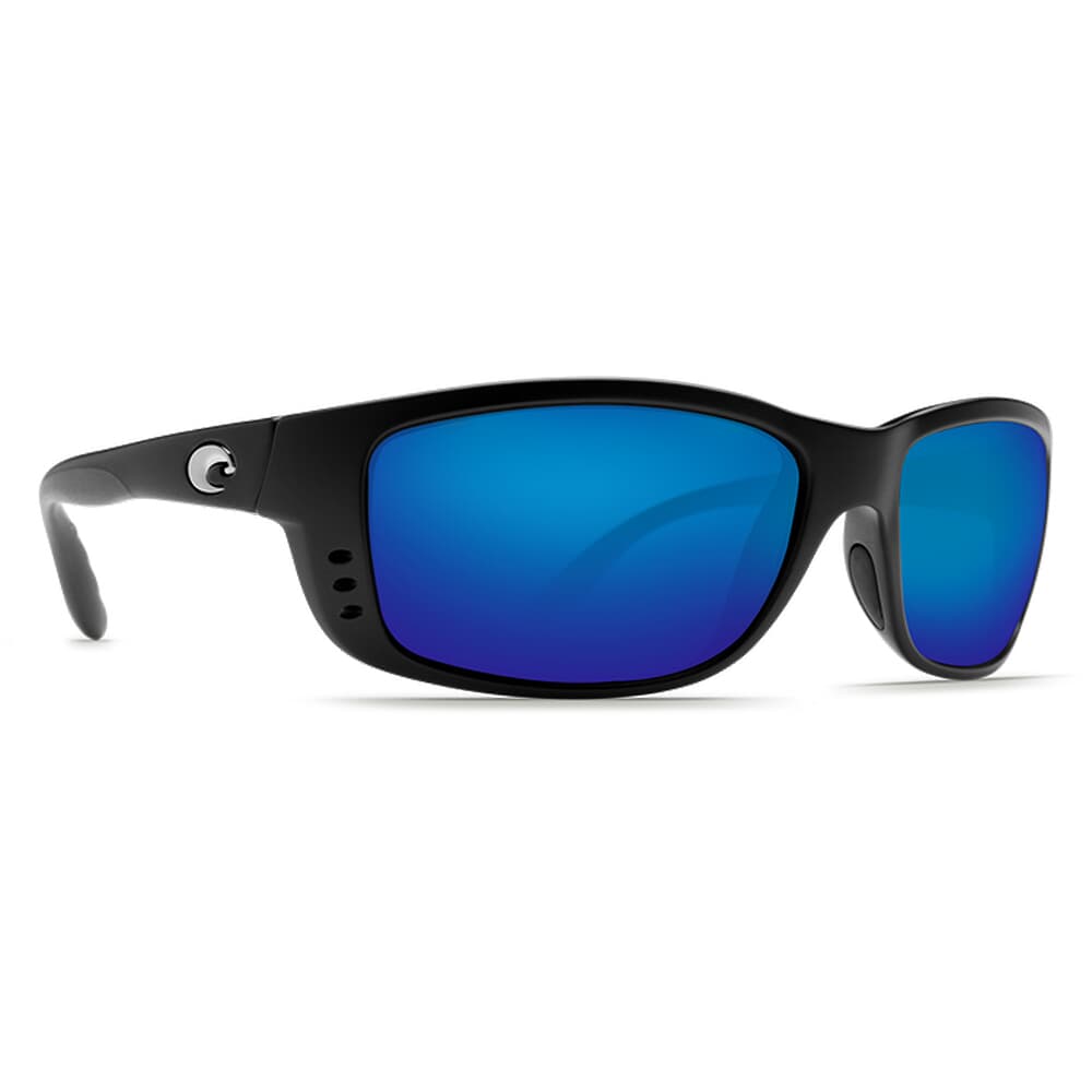 Costa Zane Matte Black Frame Sunglasses w/ Blue Mirror 580P Lenses ZN-11-OBMP
