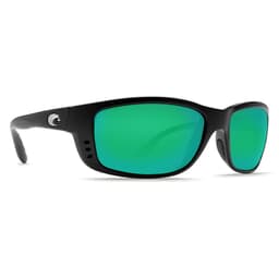 Costa Zane Matte Black Frame Sunglasses w/ Green Mirror 580P Lenses ZN-11-OGMP