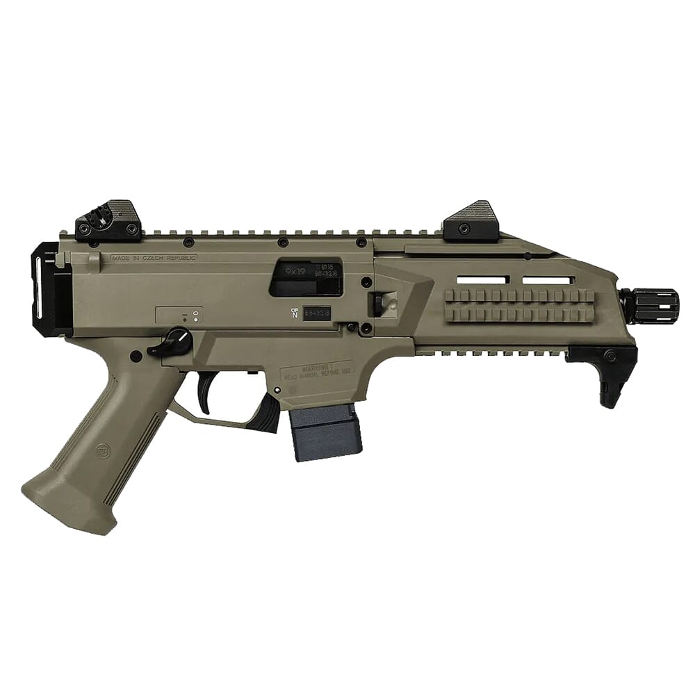 CZ-USA Scorpion EVO 3 S1 9mm 10rd 7.72" 1/2x28 Pistol w/Alum Adj Sights, Top/Bottom Rail, Ambi Manual Safety 01352