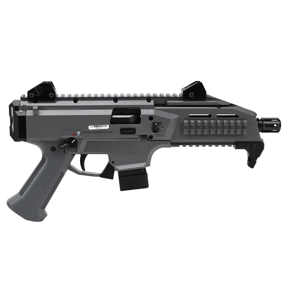 CZ-USA Scorpion EVO 3 S1 9mm 10rd 7.72" 1/2x28 Pistol w/Battleship Grey Alum Adj Sights, Top/Bottom Rail, Ambi Manual Safety 01356