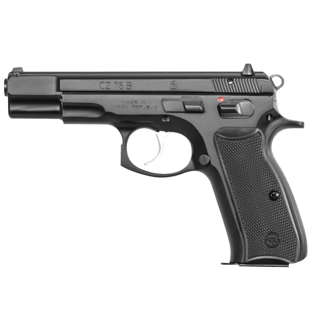 CZ-USA 75 B 9mm 10rd Blk Handgun w/Polycoat Steel, Fixed Sights, Manual Safety, Blk Plastic Grips, 01102