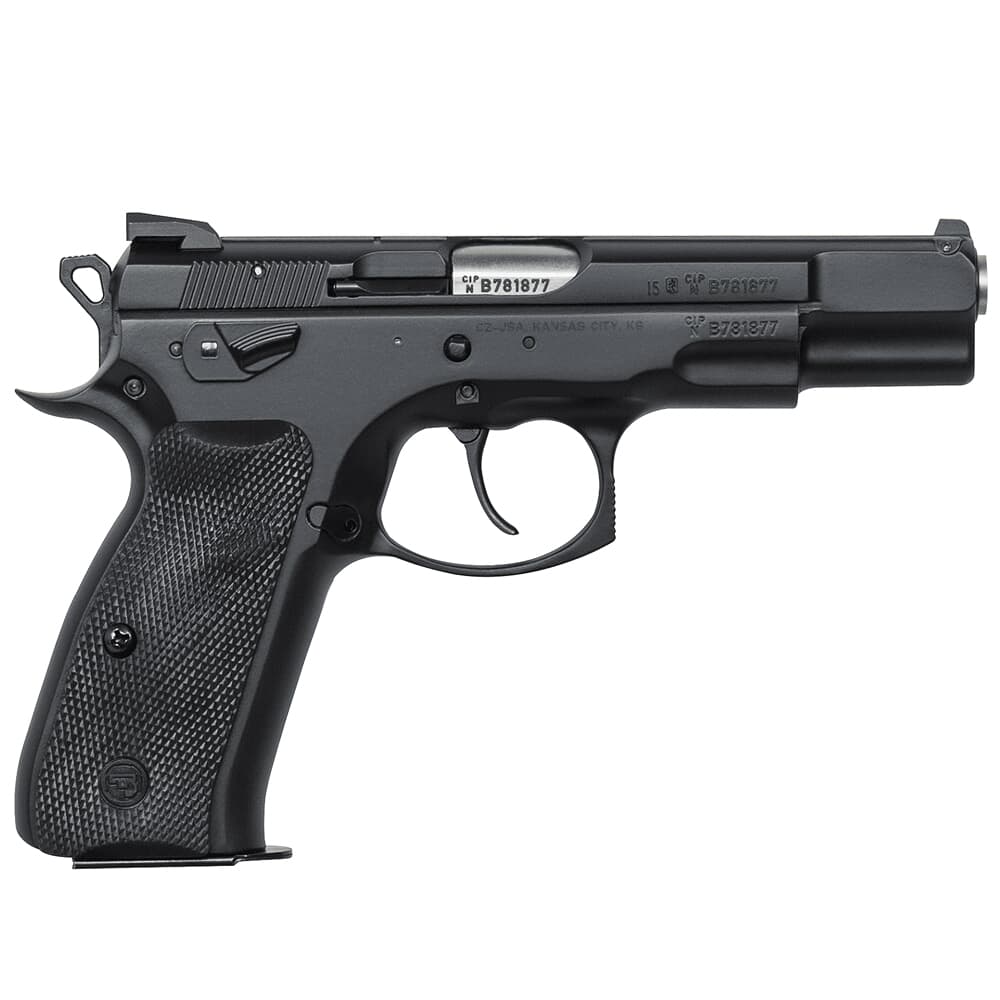 CZ-USA 75 B Omega Convertible 9mm 16rd Blk Handgun w/Polycoat Steel, Fixed Sights, Swappable Safety/Decocker, Blk Plastic Grips 91136