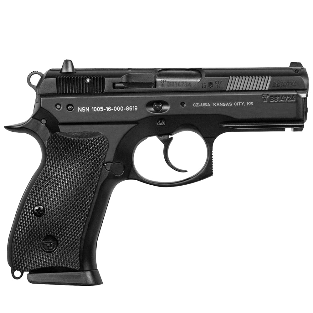 CZ-USA 75 P-01 9mm 10rd Blk Handgun w/Polycoat Alum, Fixed Sights, Decocker, Blk Rubber Grips, CA-Compliant 01199