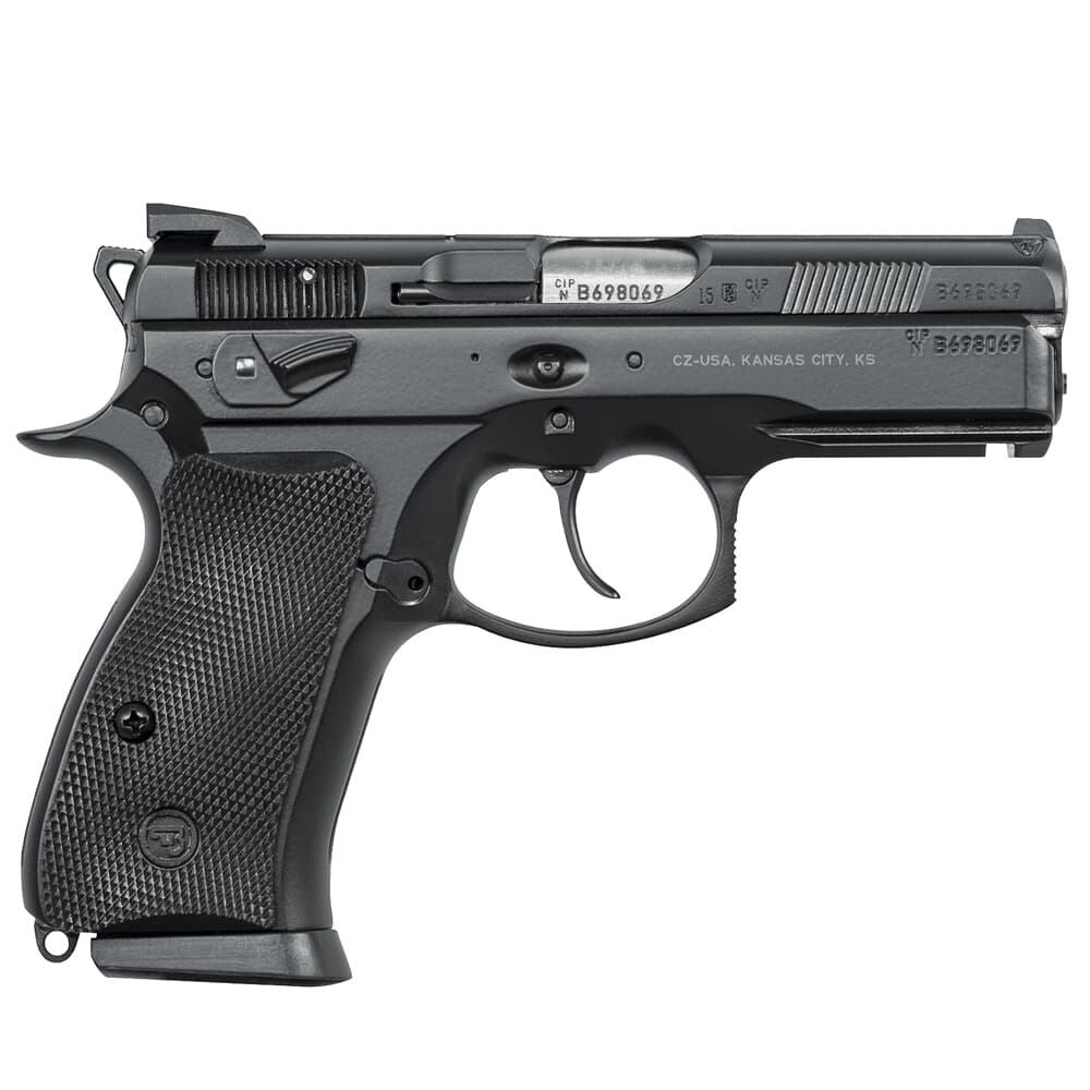 CZ-USA 75 P-01 Omega Convertible 9mm 15rd Blk Handgun w/Polycoat Alum, Fixed Sights, Swappable Safety/Decocker, Blk Rubber Grips 91229
