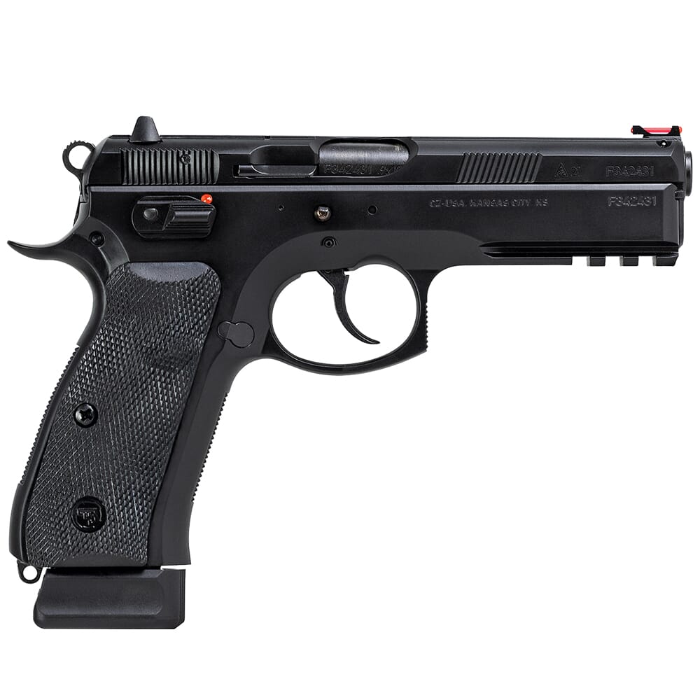 CZ-USA 75 SP-01 9mm 19rd Blk Handgun w/Polycoat Steel, FO Front/Fixed Rear, Manual Safety, Blk Rubber Grips 89152