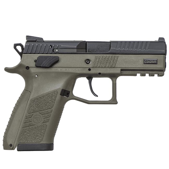 CZ-USA P-07 9mm 10rd ODG Handgun w/Polymer Frame, Nitride Slide, Fixed Sights, Swappable Safety/Decocker, 3 Back Straps 81077
