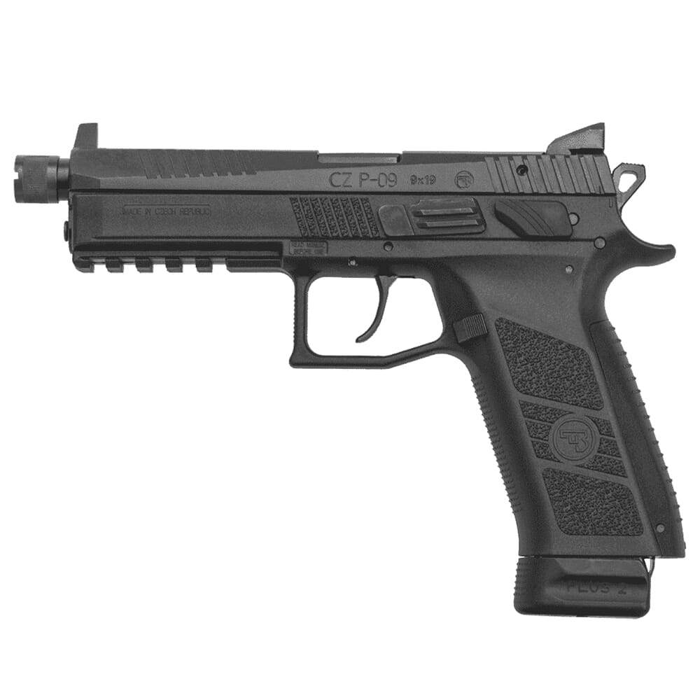 CZ-USA P-09 Suppressor-Ready 9mm 21rd 1/2x28 Blk Handgun w/Polymer Frame, Nitride Slide, High Fixed Sights, Swappable Safety/Decocker, 3 BS 89270