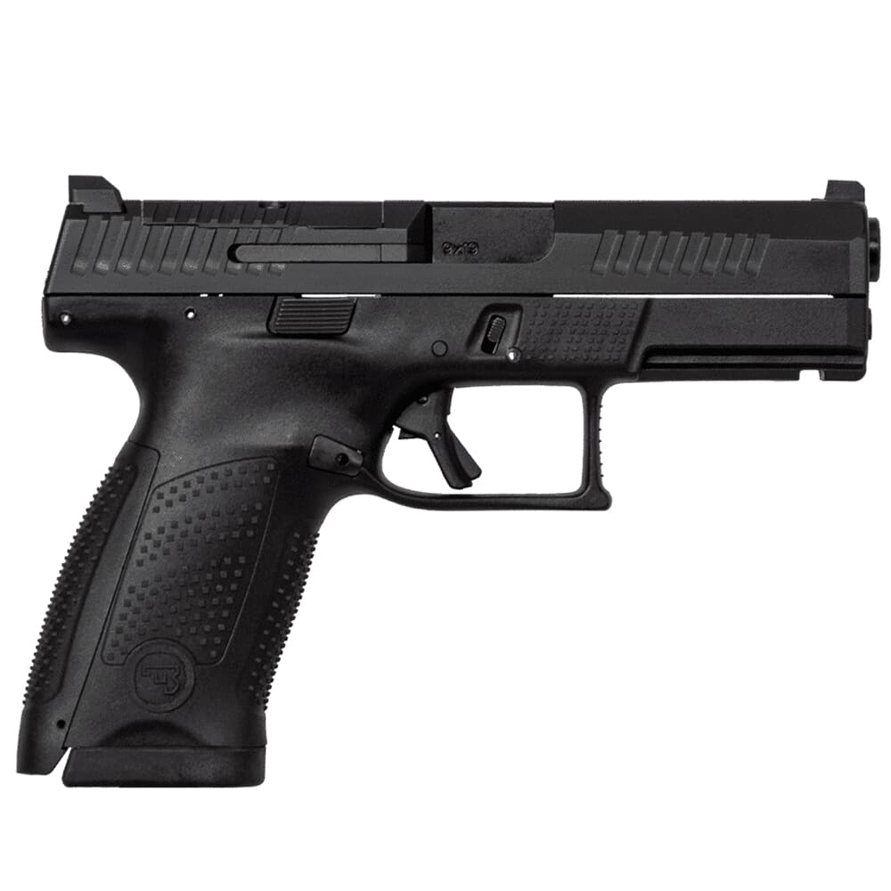 CZ-USA P-10 C Optics-Ready 9mm 15rd Blk Handgun w/Polymer Frame, Nitride Slide, Orange Night Sight Front/Blk Rear, 3 Back Straps, Rev Mag Catch 95130
