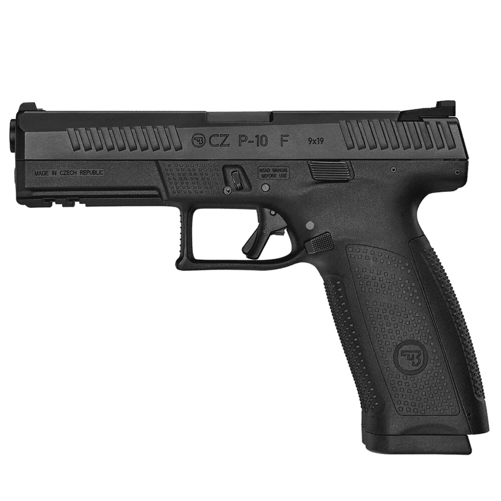 CZ-USA P-10 F 9mm 10rd Blk Handgun w/Polymer Frame, Nitride Slide, Fixed Sights, 3 Back Straps, Rev Mag Catch 01540