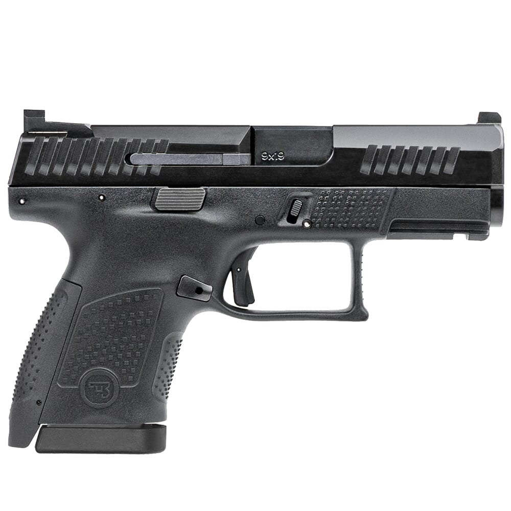 CZ-USA P-10 S 9mm 12rd Blk Handgun w/Polymer Frame, Nitride Slide, Fixed Sights, 3 Back Straps, Rev Mag Catch 91560
