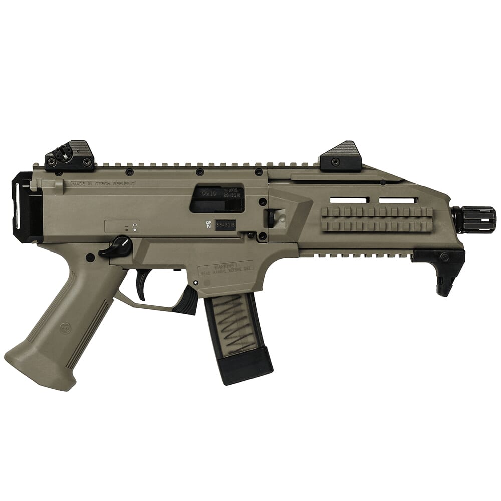 CZ-USA Scorpion EVO 3 S1 9mm 20rd 7.72" 1/2x28 Pistol w/Alum Adj Sights, Top/Bottom Rail, Ambi Manual Safety 91352