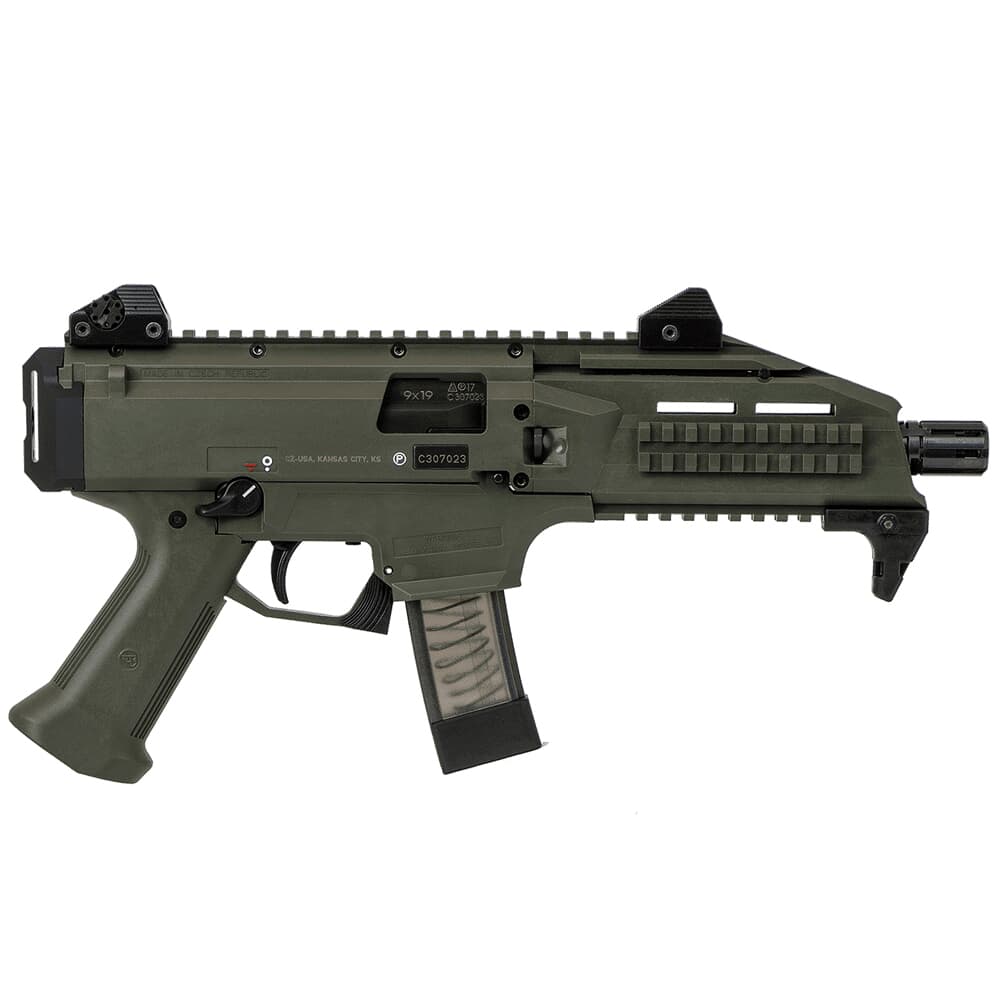 CZ-USA Scorpion EVO 3 S1 9mm 20rd 7.72" 1/2x28 Pistol w/Alum Adj Sights, Top/Bottom Rail, Ambi Manual Safety 91355