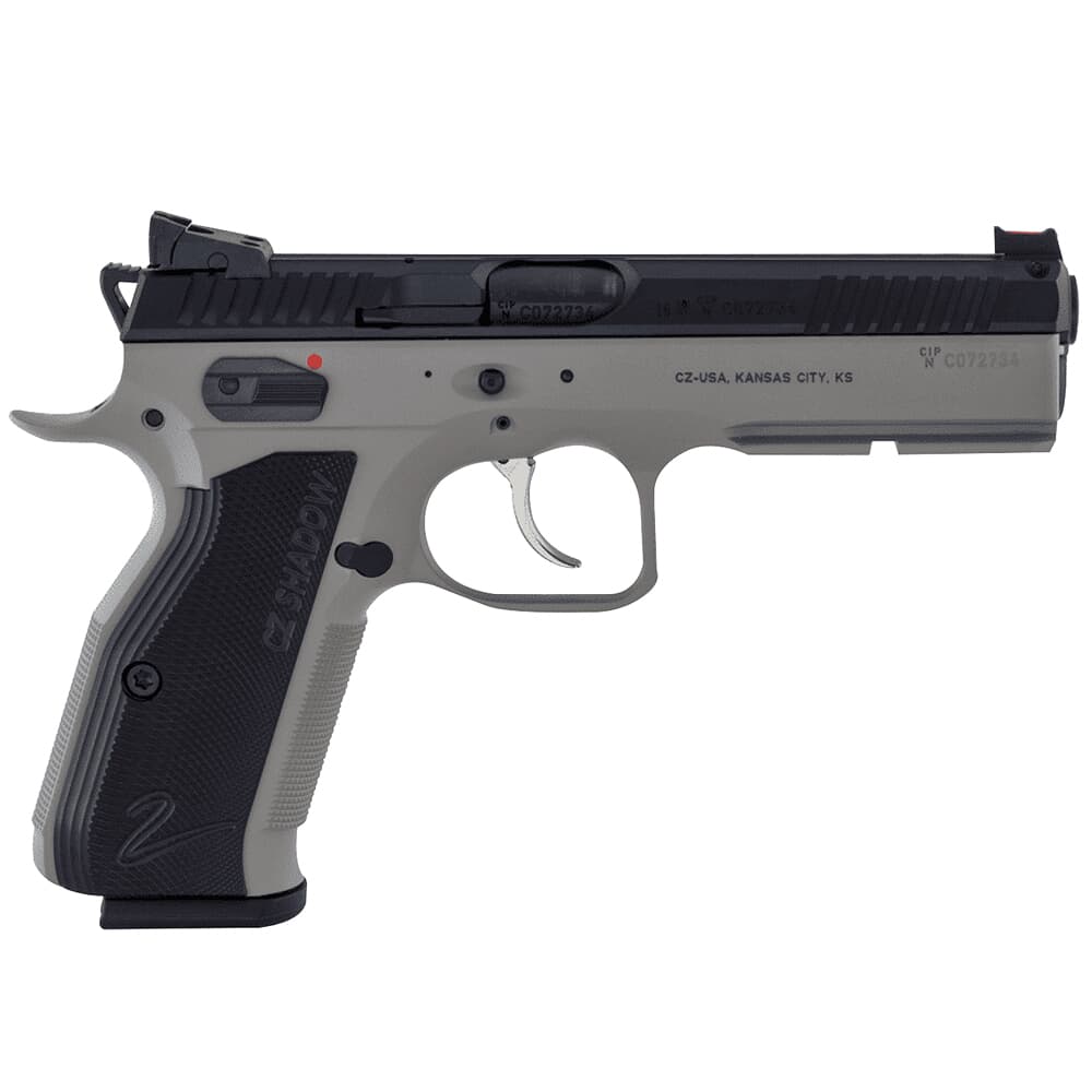CZ-USA Shadow 2 9mm 17rd Urban Grey Handgun w/Polycoat Steel, FO Front/Blk Serrated Height Adj Only Rear, Blk Alum Grips 91255