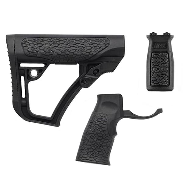 Daniel Defense Blk Adj. Buttstock, Pistol Grip &amp; M-LOK Vertical Foregrip Combo 28-088-12065-006