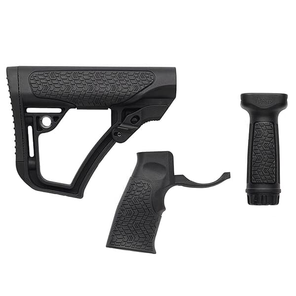 Daniel Defense Blk Collapsible Buttstock, Pistol Grip &amp; Vertical Foregrip Combo 28-102-06145-006