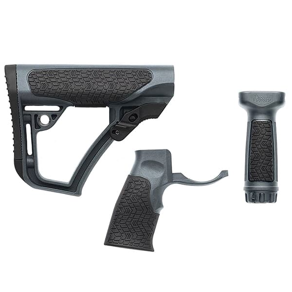 Daniel Defense Tornado Grey Collapsible Buttstock, Pistol Grip &amp; Vertical Foregrip Combo 28-102-06145-012