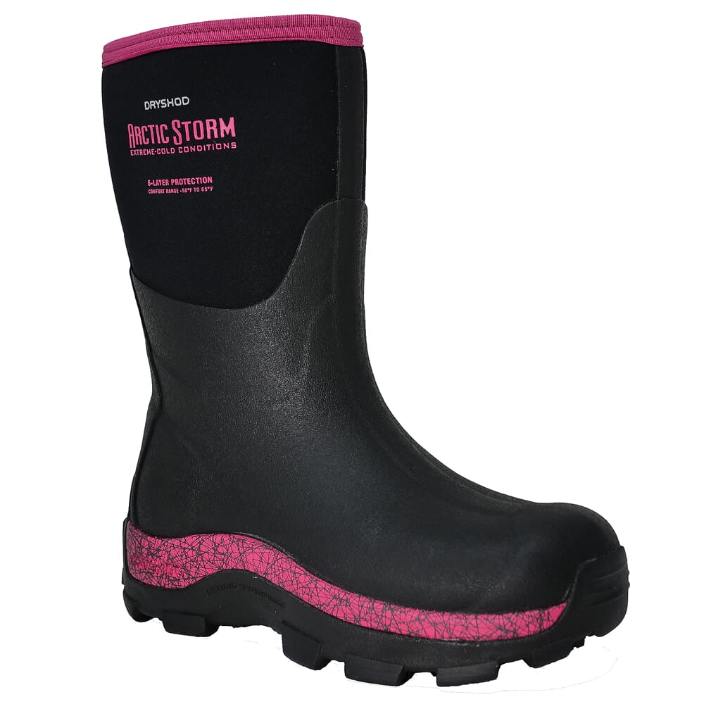 Dryshod Women's Arctic Storm Mid Black/Pink Boot ARS-WM-PN-W
