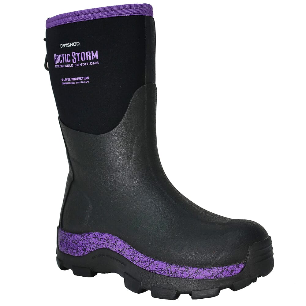 Dryshod Women's Arctic Storm Mid Black/Purple Boot ARS-WM-PP-W