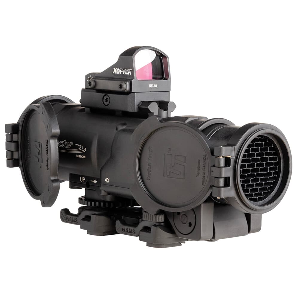 Elcan SpecterDR 1x/4x 5.56mm Riflescope w/Flip Covers, ARD &amp; 3MOA XOPTEK DFOV4-B146-C10-X3