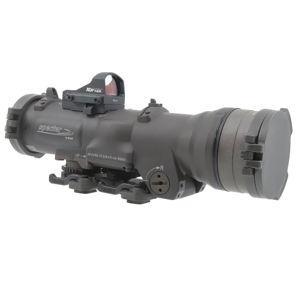 Elcan SpecterDR 1.5-6x 5.56mm FDE Riflescope w/Flip Covers, ARD, A.R.M.S. & 4MOA XOPTEK DFOV156-F1-X4