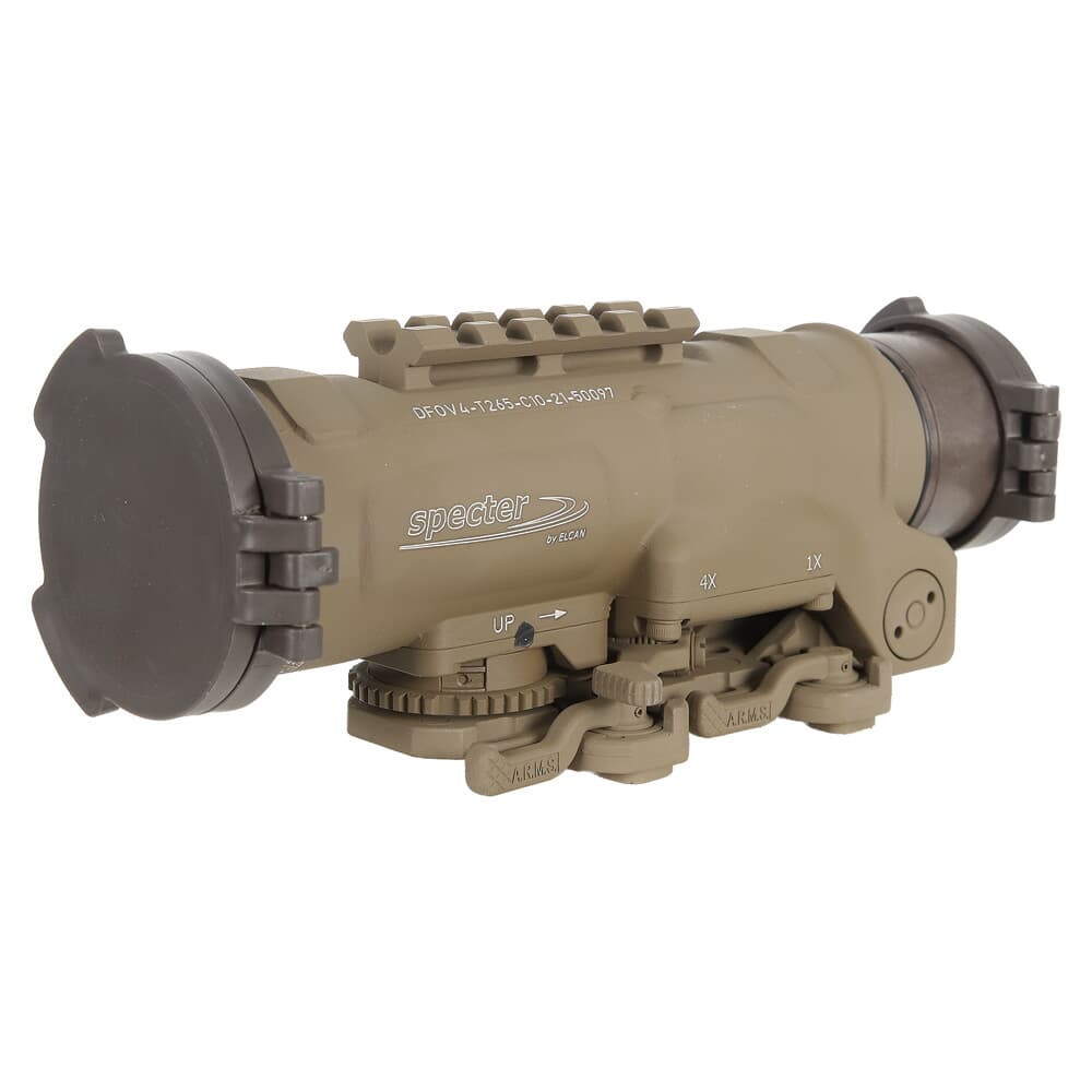 Elcan SpecterDR 1x/4x 5.56 BDC FDE Scope w/Flip Covers, ARD &amp; A.R.M.S. Levers DFOV4-T265-C10