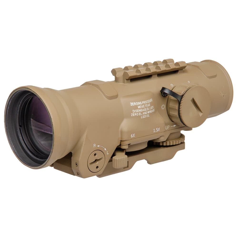 Elcan SpecterDR 1.5x/6x 7.62 BDC FDE Scope w/Flip Covers, ARD &amp; A.R.M.S. Levers DFOV6-T265-C20