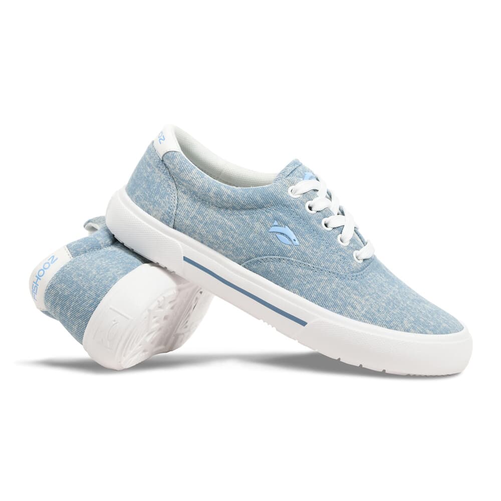 Fishooz Women's Sunwashed Lace Denim/White Shoes SUN-WLC-DNM-W