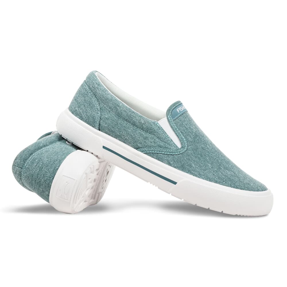 Fishooz Women's Sunwashed Slip-On Teal/White Shoes SUN-WSO-TEL-W